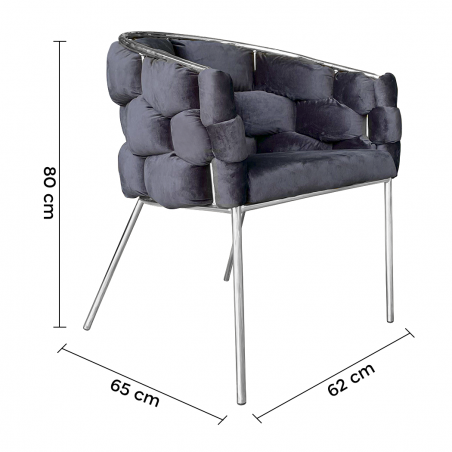 Set 2 Poltrone Imbottite in Velluto Baloon Bubble Isabella Struttura Argento