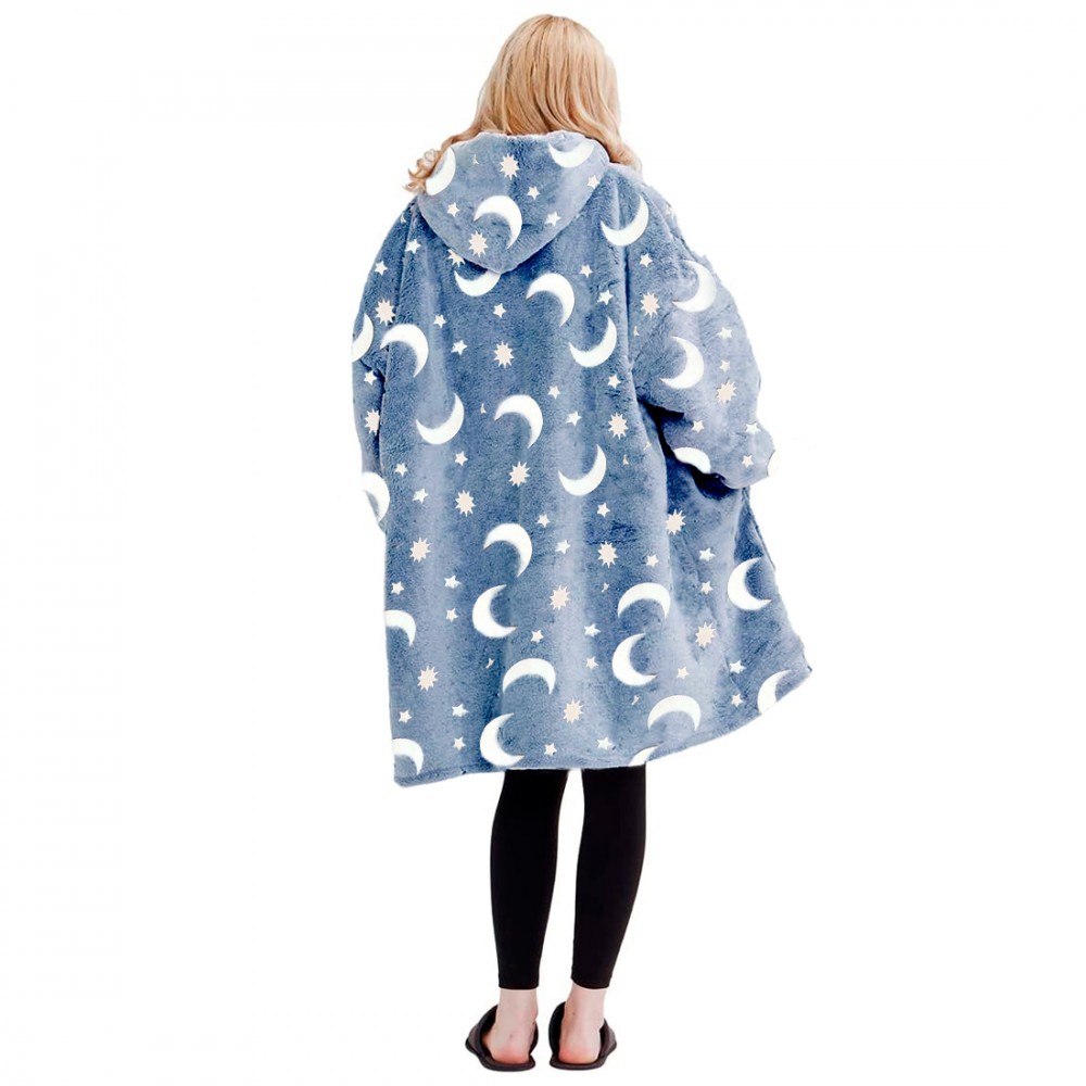 Mantella con Maniche Oversize in Pile BLU...