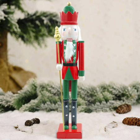 Soldatino Schiaccianoci in Legno 50H 433032 Decorazioni di Natale Rosso e Verde