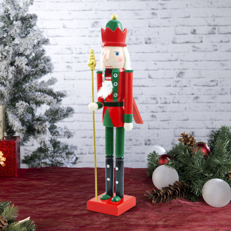 Soldatino Schiaccianoci in Legno 50H 433032 Decorazioni di Natale Rosso e Verde