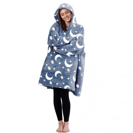AKEWEI Felpa Oversize Da Donna Con Cappuccio – Pile Morbido, 50% Cotone 50% Poliestere, Colore Nero, Taglie S-XL, Vestibilità Ampia