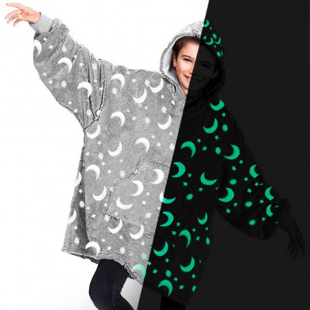 Mantella in Pile per Bambini Fantasia Fluorescente con Cappuccio e Maniche