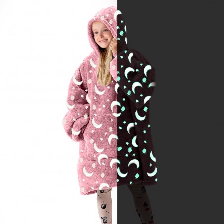 Mantella in Pile per Bambini Fantasia Fluorescente con Cappuccio e Maniche