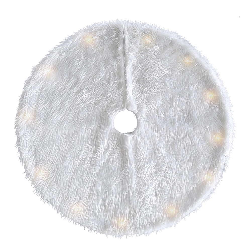 Image of Copri Base Albero di Natale Tappeto Gonna Peluche Bianco 85cm con Minilucciole052