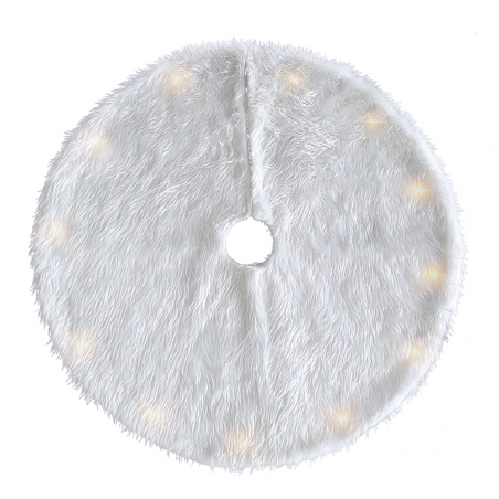 Copri Base Albero di Natale Tappeto Gonna Peluche Bianco 85cm con Minilucciole