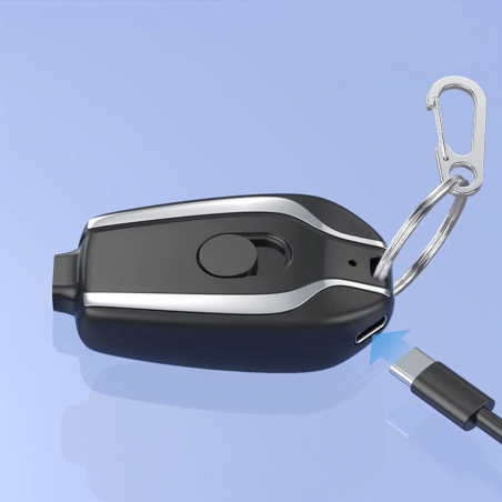 Portachiavi Powerbank 1500mAh Caricabatterie Emergenza Portatile USB Lightning
