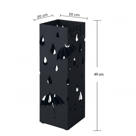 Porta ombrelli in metallo con vaschetta scolapioggia e 4 ganci 20x2 cm