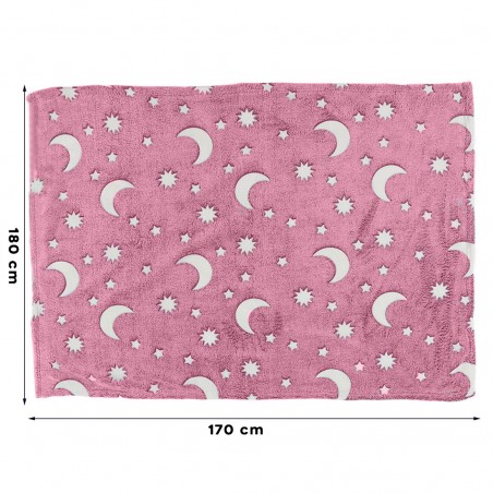 Coperta Magica per Bambini Plaid Invernale Pile Rosa con Fantasie Fluorescenti