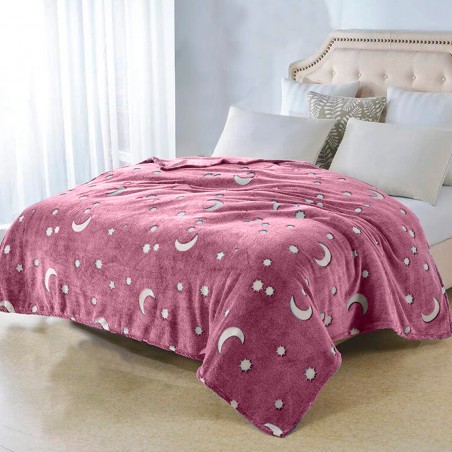 Coperta Magica per Bambini Plaid Invernale Pile Rosa con Fantasie Fluorescenti