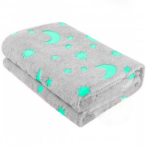Coperta Magica per Bambini Plaid in Pile Grigio Stelle Luna Fluorescente 170x180