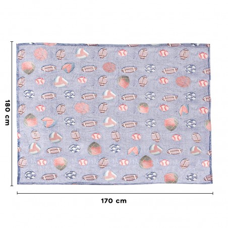 Coperta Magica per Bambini Plaid in Pile Grigio Basketball Fluorescente 170x180