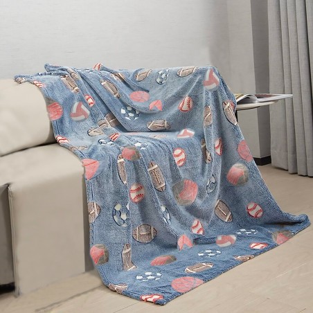 Coperta Magica per Bambini Plaid in Pile Grigio Basketball Fluorescente 170x180