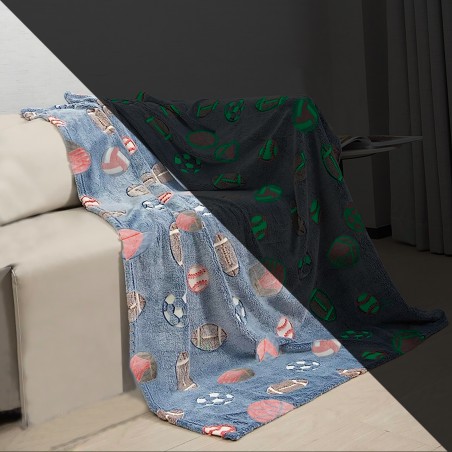Coperta Magica per Bambini Plaid in Pile Grigio Basketball Fluorescente 170x180