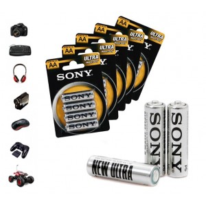 Pack da 32 - 52 - 76 o 100 stilo Sony New Ultra formato AA R6 1.5V Zinco Carbone