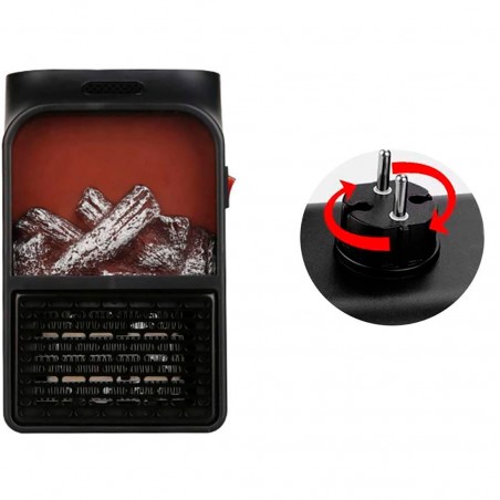 Mini Stufa Elettrica Portatile da Muro 1000W Camino Finto con Display e Timer