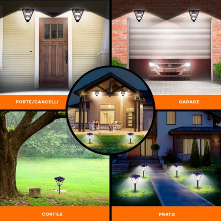 Lampione da Giardino e Parete Ricarica Luce Solare Luce Fredda con Telecomando