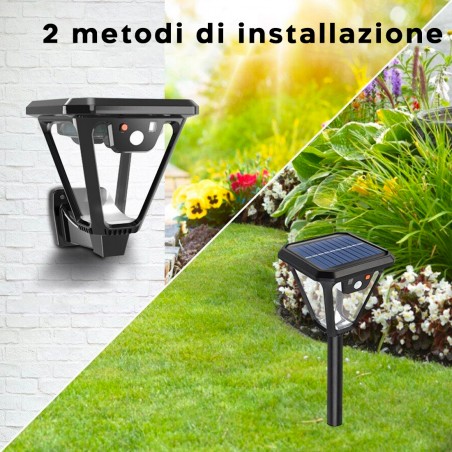 Lampione da Giardino e Parete Ricarica Luce Solare Luce Fredda con Telecomando