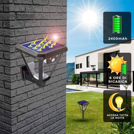 Lampione da Giardino e Parete Ricarica Luce Solare Luce Fredda con Telecomando