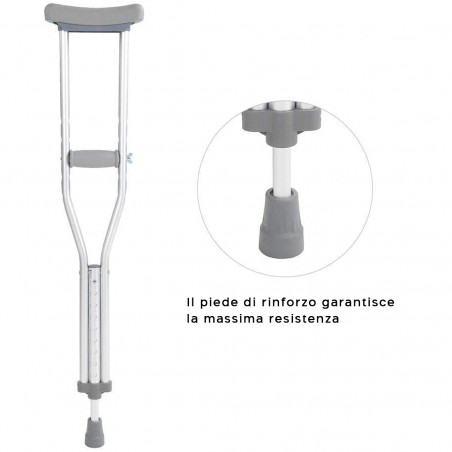Coppia di Stampelle Sottoascellare Ortopedica Regolabili in Altezza Post Lesioni