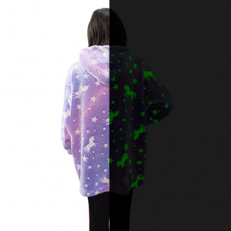 Mantella in Pile per Bambini Fantasia Fluorescente con Cappuccio e Maniche