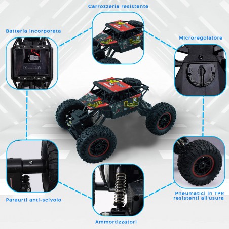 Macchina Telecomandata ROCK CRAWLER Modellino in Scala 1:14 con 4 Ruote Motrici