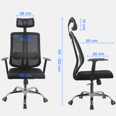 Sedia Ufficio Direzionale ALBERT Nera Poggiatesta Altezza Regolabile e Braccioli