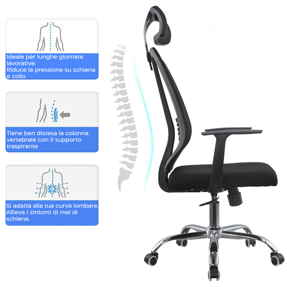 Sedia Ufficio Direzionale ALBERT Nera...