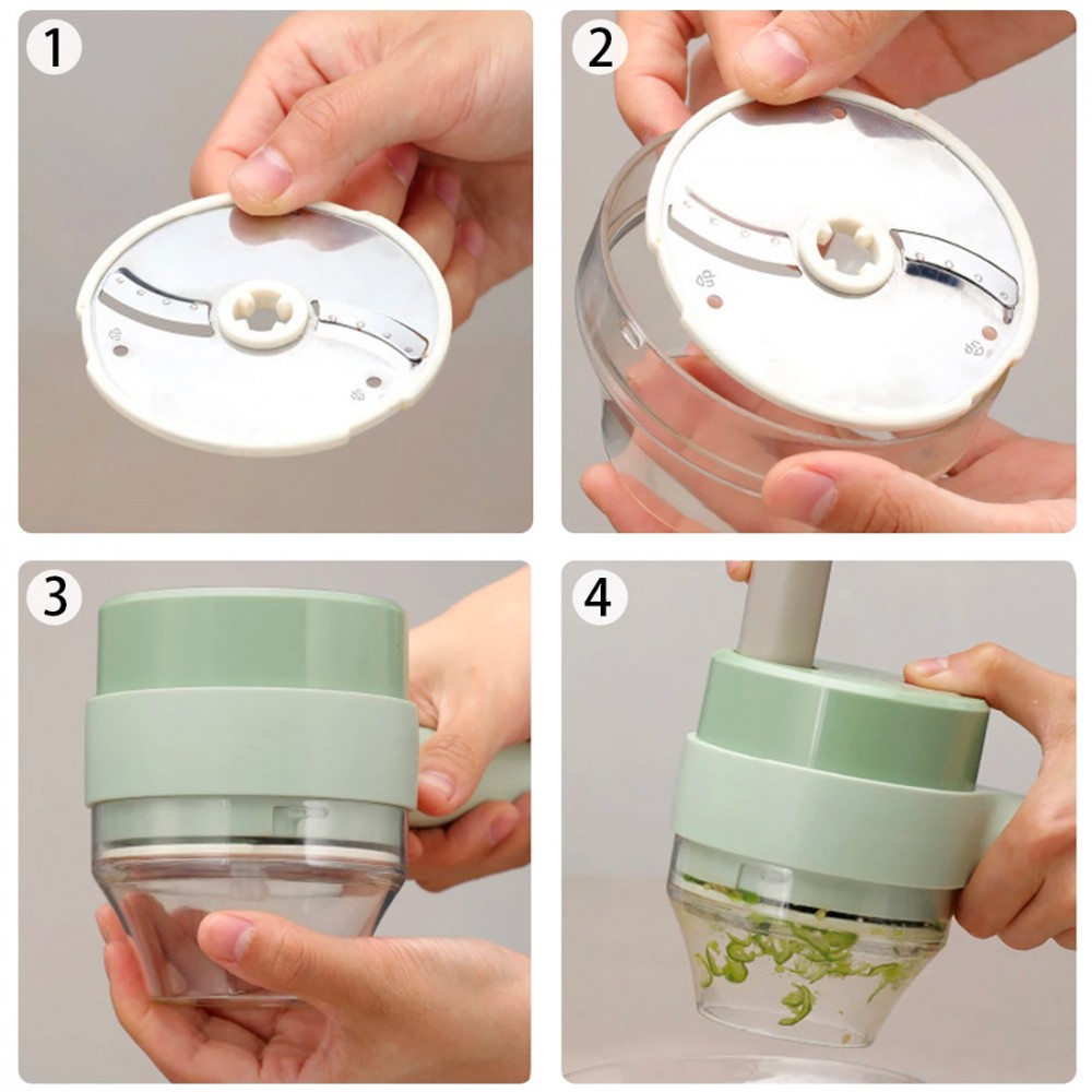 Tagliaverdure Elettrico Portatile 4 in 1...