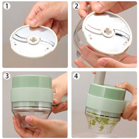 Tagliaverdure Elettrico Portatile 4 in 1 Affetta Verdure Senza Fili Ricaricabile