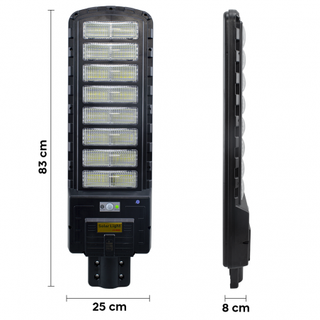 Lampione Stradale 508255 Ricarica Solare 800W Sensore di Movimento e Telecomando