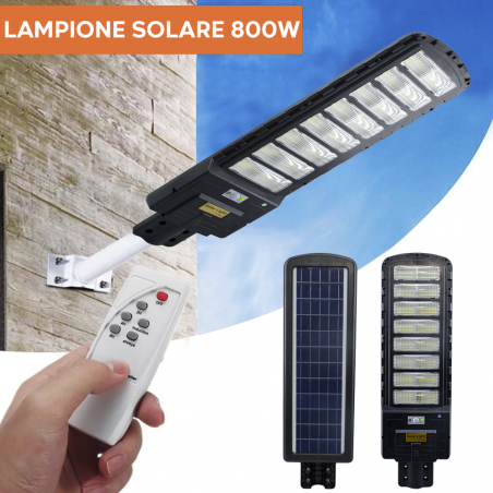 Lampione Stradale 508255 Ricarica Solare 800W Sensore di Movimento e Telecomando