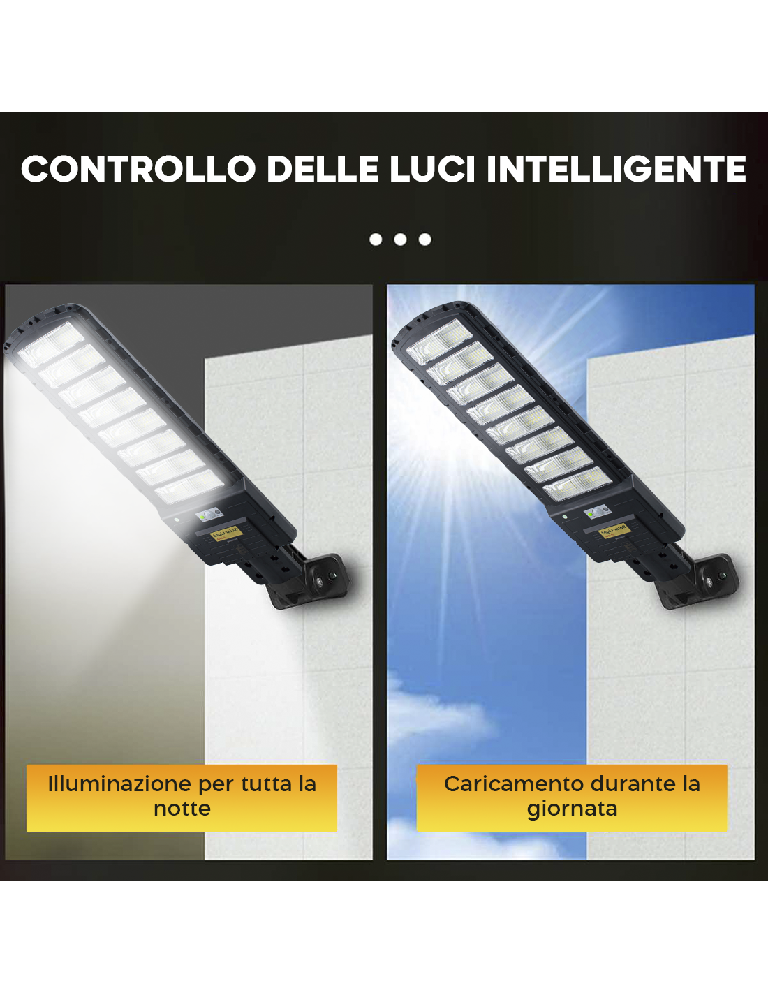 Lampione Stradale Solare LED 1200W UFO Sensore Crepuscolare IP67