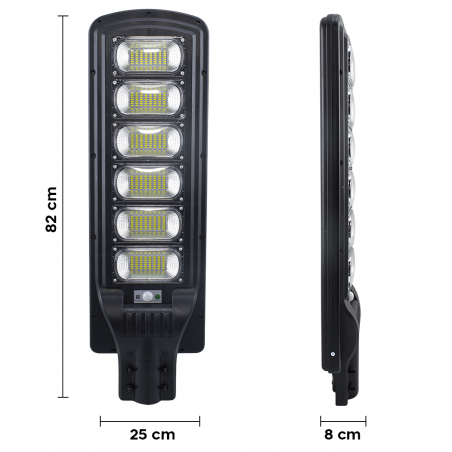 Lampione Stradale 115004 Ricarica Solare 300W Sensore di Movimento e Telecomando