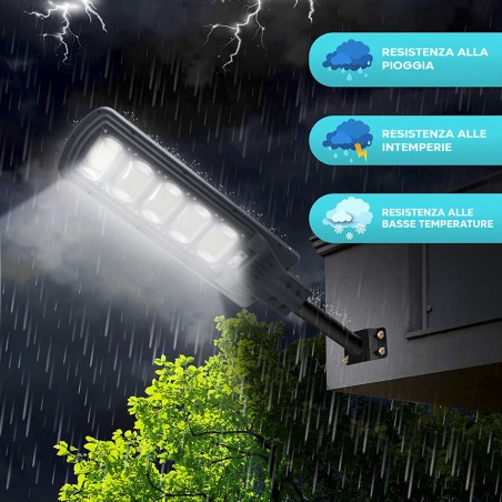 Lampione Stradale Ricarica Solare 250W con Sensore di Movimento e Telecomando