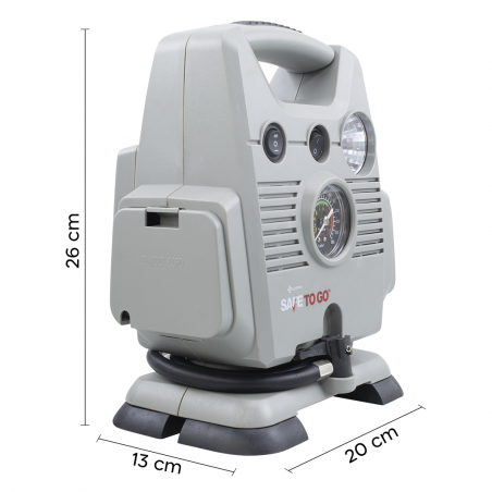 Compressore ad Aria 12V Safe To Go Pneumatici Auto Manometro e Luce di Emergenza