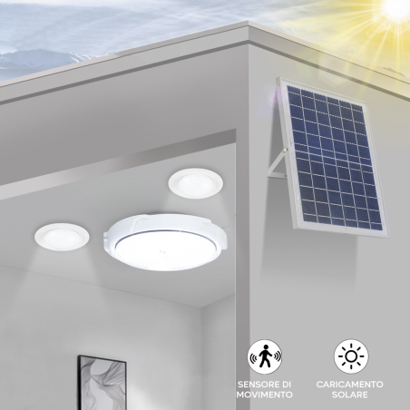 Lampada LED con Faretti da Incasso SOLAR LIGHT Ricarica Solare Protezione IP65