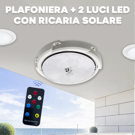 Lampada LED con Faretti da Incasso SOLAR LIGHT Ricarica Solare Protezione IP65