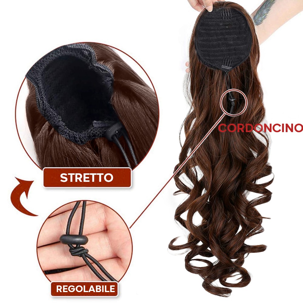 Extension Coda Capelli Castano EMILY con Clip...