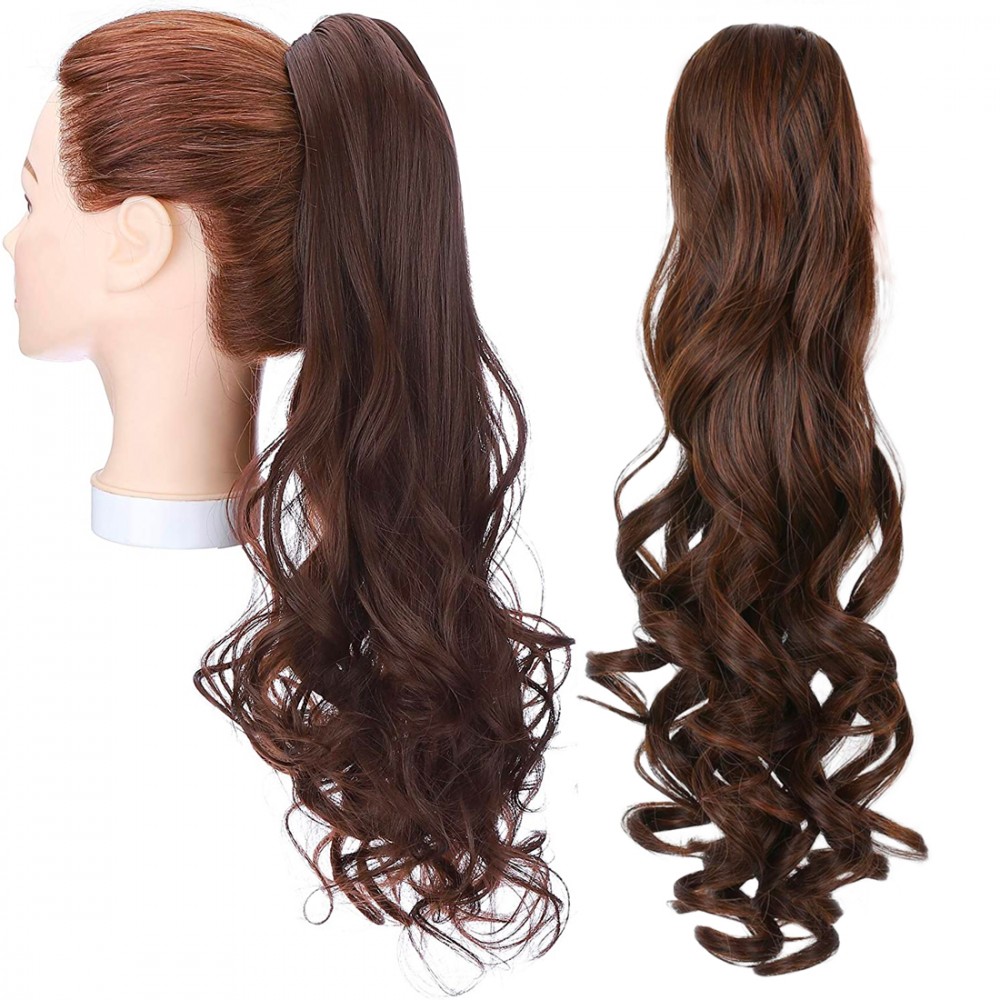 Extension Coda Capelli Castano EMILY con Clip Capelli Finti 140gr Mossi da 70cm