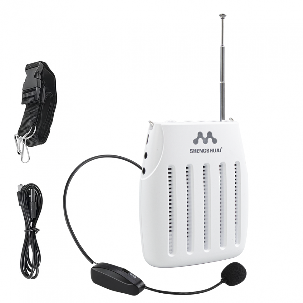 Image of Amplificatore Portatile Vocale SK-105 Altoparlanti Wireless Radio FM e Microfono Bianco
