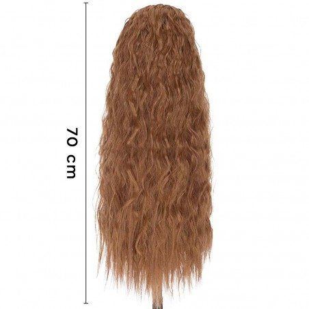 Extension Coda Capelli Ricci Castani MAIANE con Clip Capelli Finti 140gr da 70cm