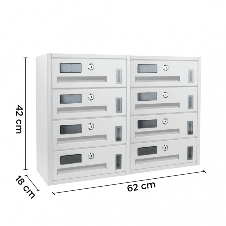 Cassetta postale condominiale 8 posti Iron White Art. 783D 42x18x62 cm BIANCA