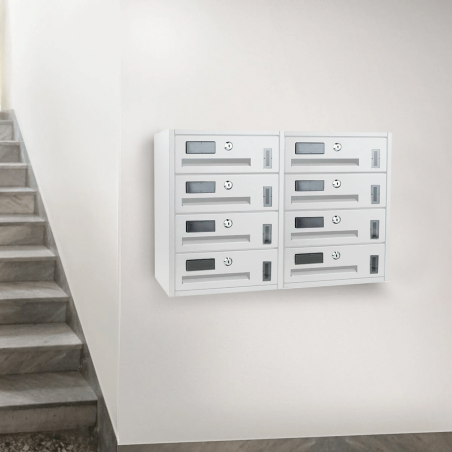Cassetta postale condominiale 8 posti Iron White Art. 783D 42x18x62 cm BIANCA