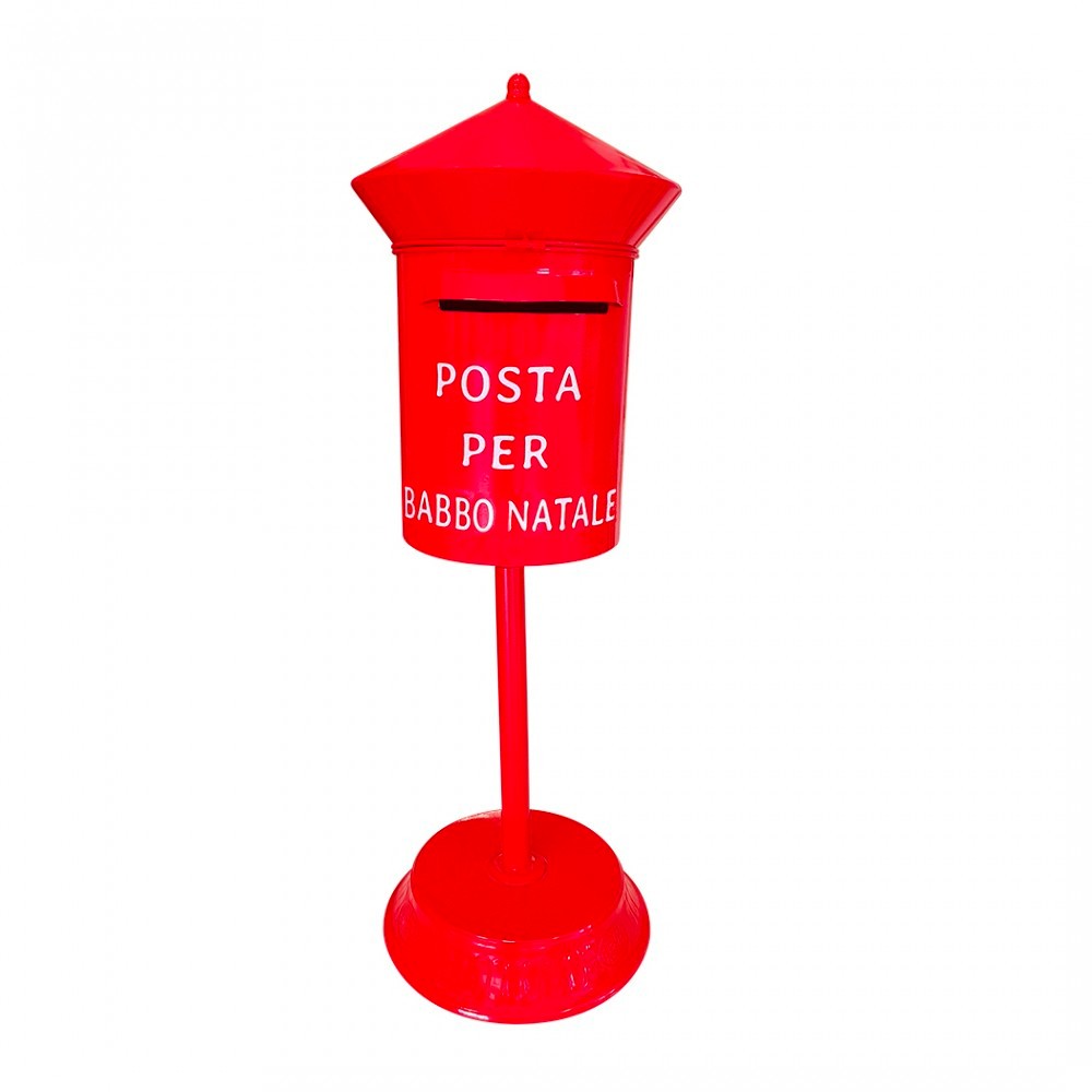 Cassetta della Posta Babbo Natale Tonda 80cm Rossa Cilindro 280035 Decorazione