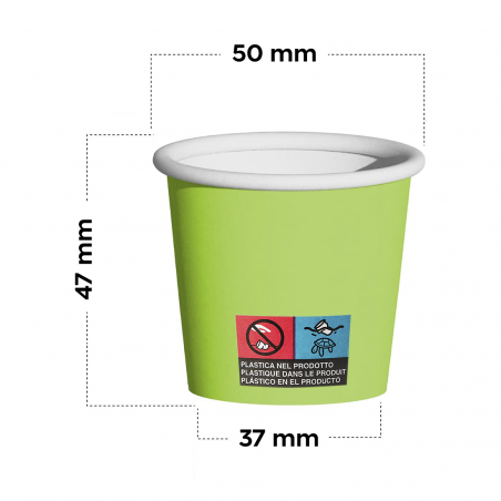Pack 50 Bicchierini di Carta per Caffè Monouso 75ml Colorati Biodegradabili