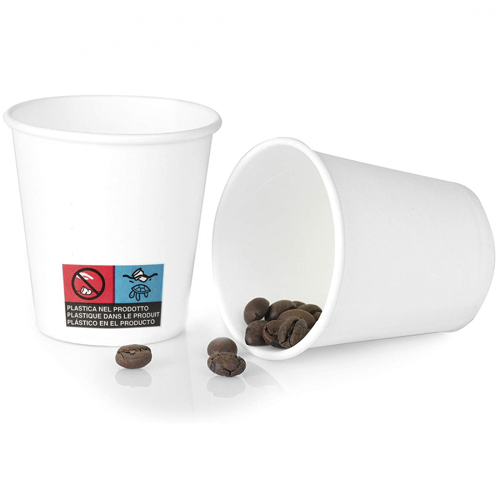 Pack 50 Bicchierini di Carta per Caffè Monouso 75ml Colorati Biodegradabili