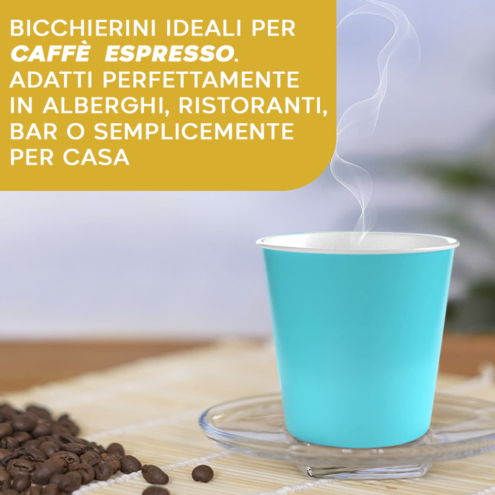 Pack 50 Bicchierini di Carta per Caffè Monouso...