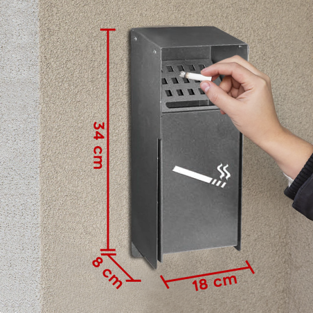 Spegni sigarette da parete Iron Grey Art. 810.A 14X8X34 cm posacenere