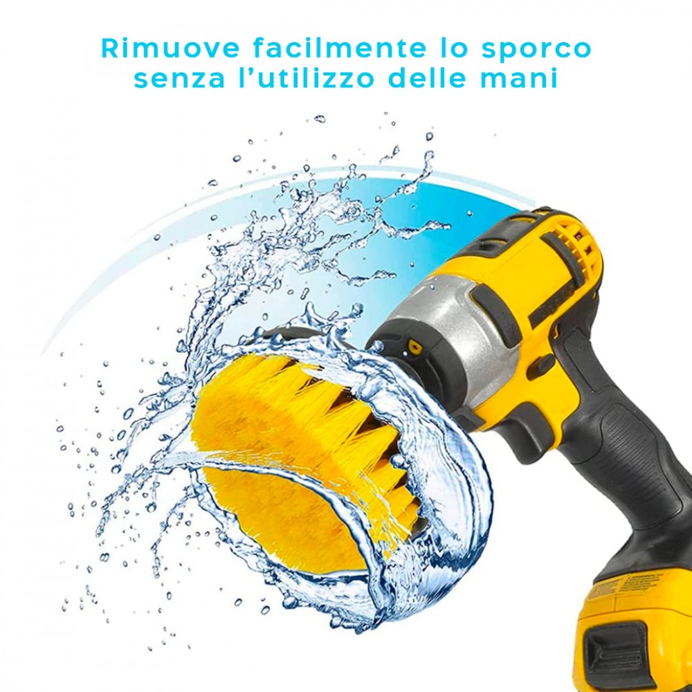 Set 4 Spazzole per Trapano Elettrico Gialle Set...