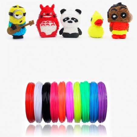 Ricambi 20 Filamenti Penna 3D Ricarica PLA Fili Colorati 5mt 1.75mm Plastica